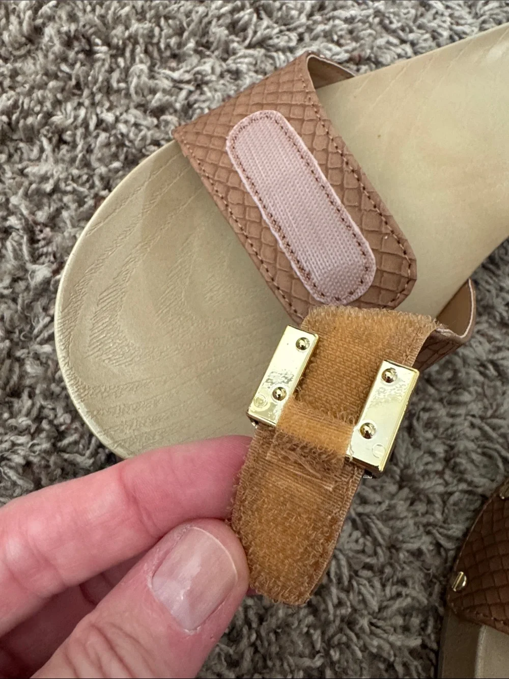 Dr. Scholl's Classic Snake Embossed Sandal in Saddle Tan